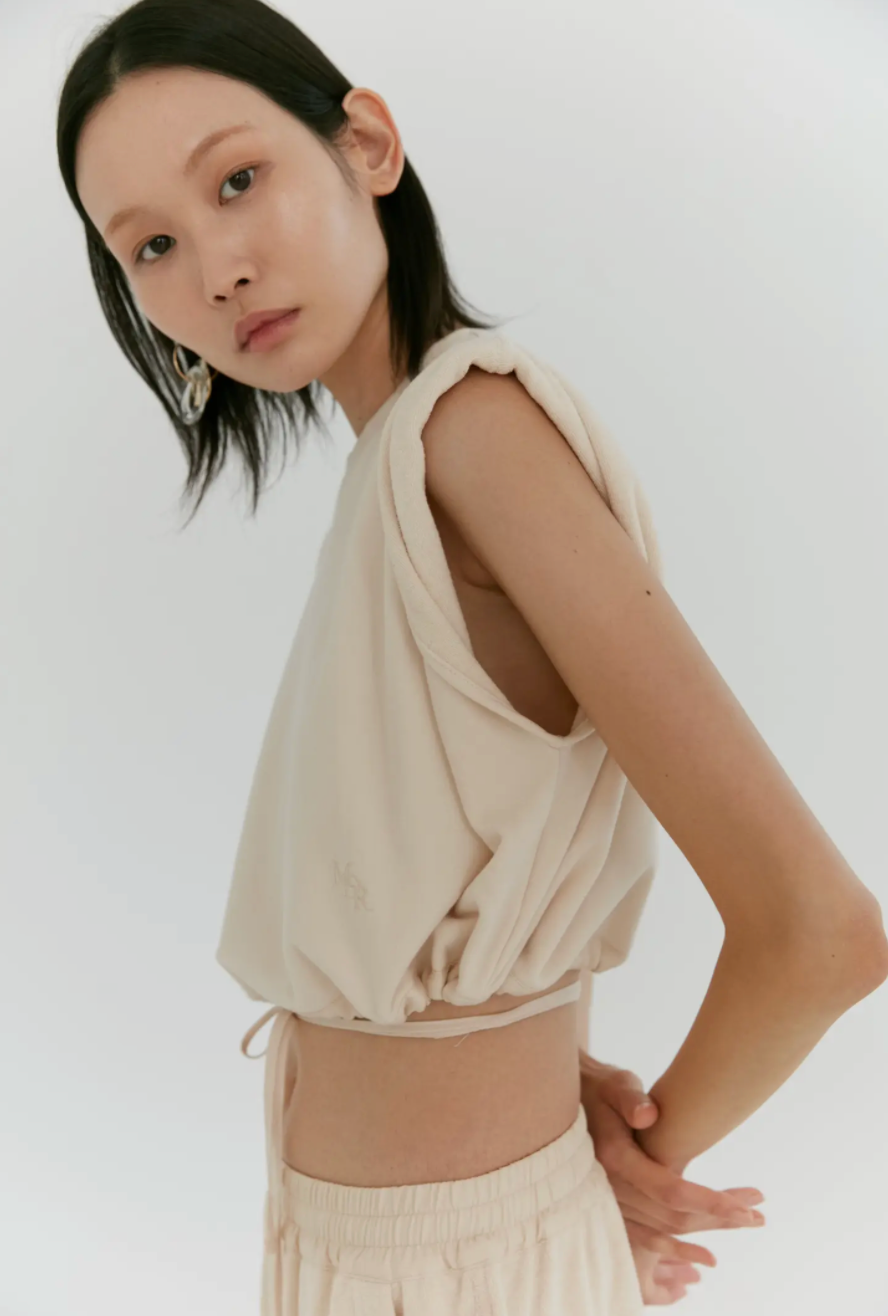 Terry Backed Jersey Rolled Sleeve Top