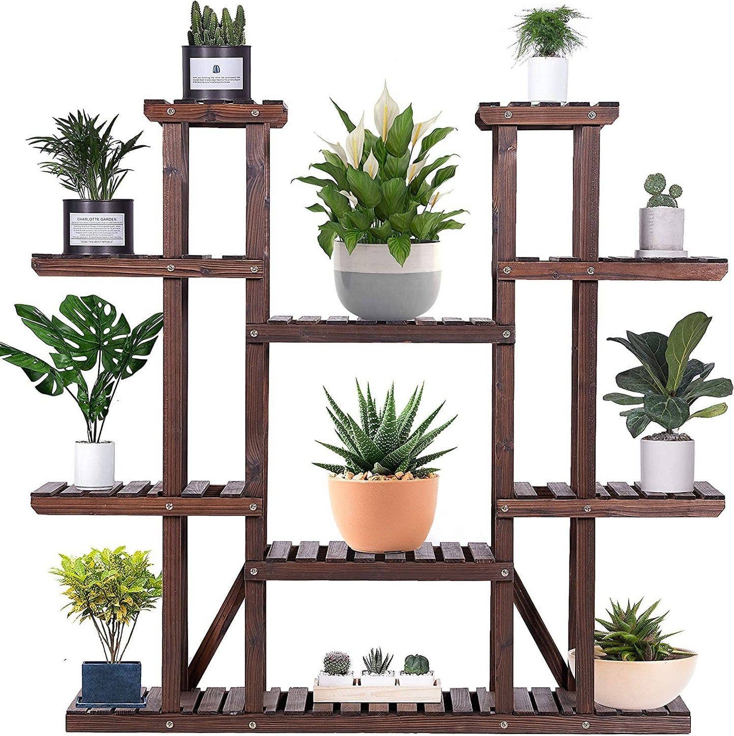 Wooden Plant Stand Flower Rack 9 Tier Wood