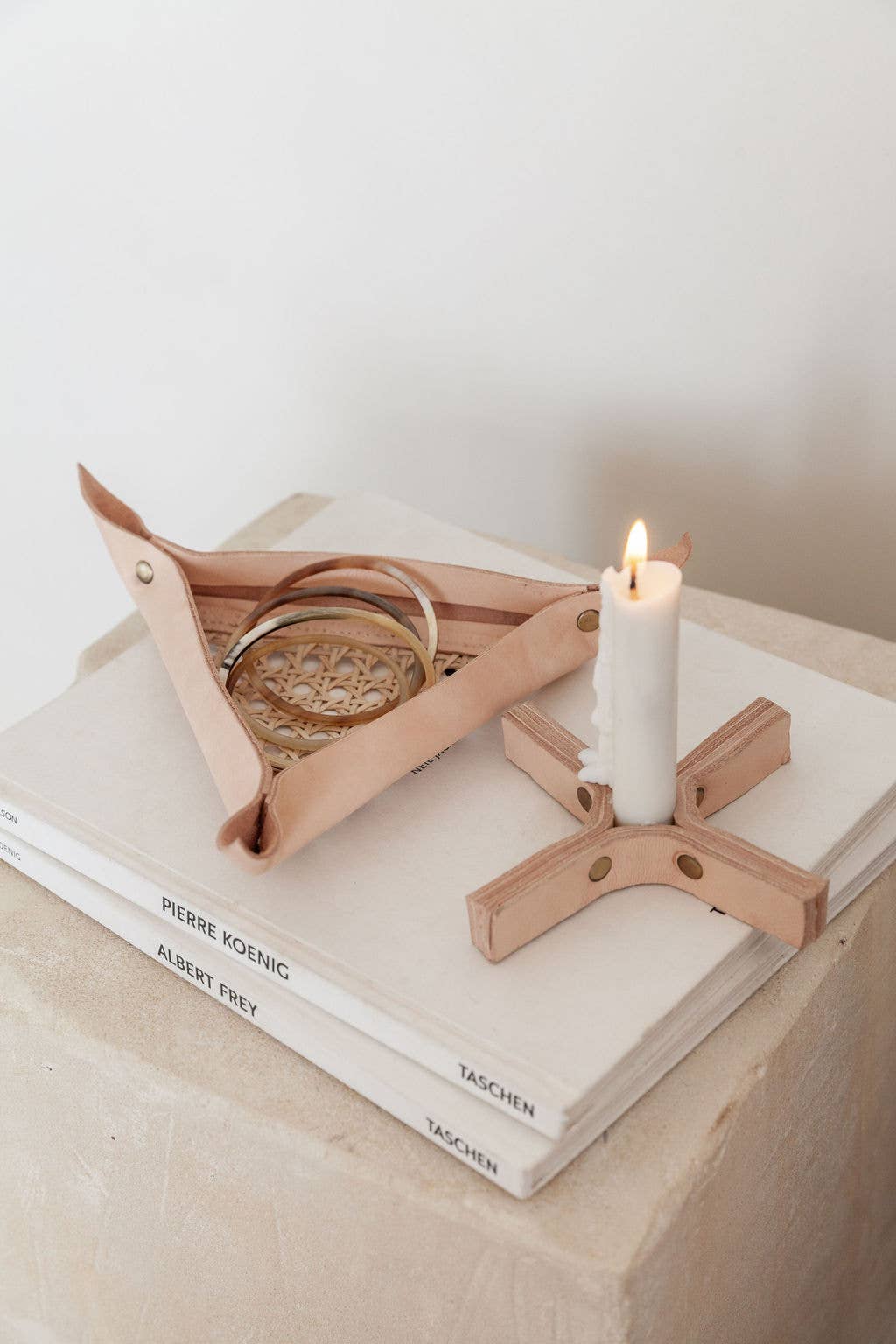 Minimal Leather Candle Holder