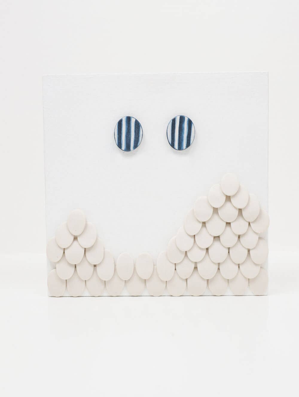 Stripe Oval Stud Earrings