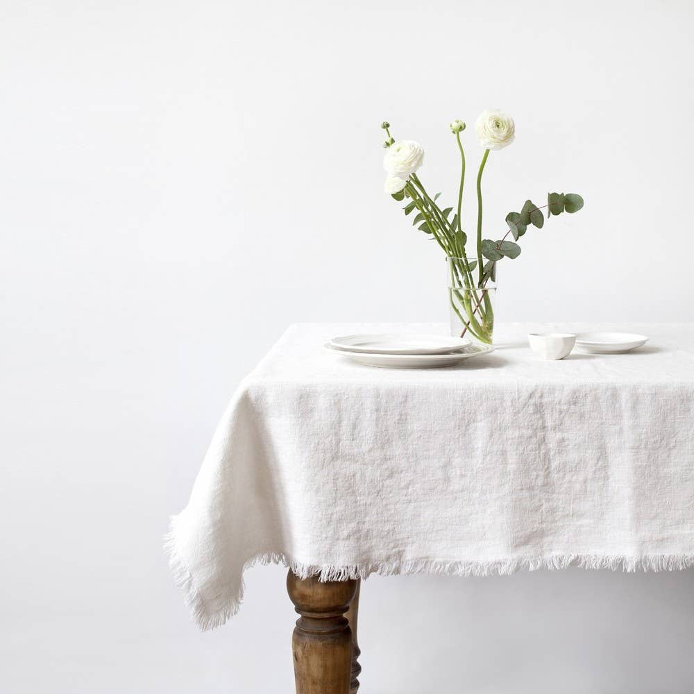 Linen Tablecloth with Fringes
