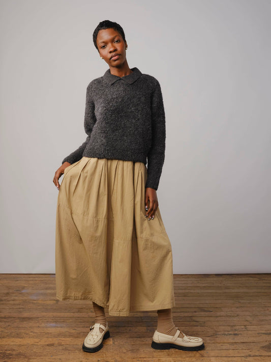 Ramona Bouclé Long Sleeve Polo - Anthracite