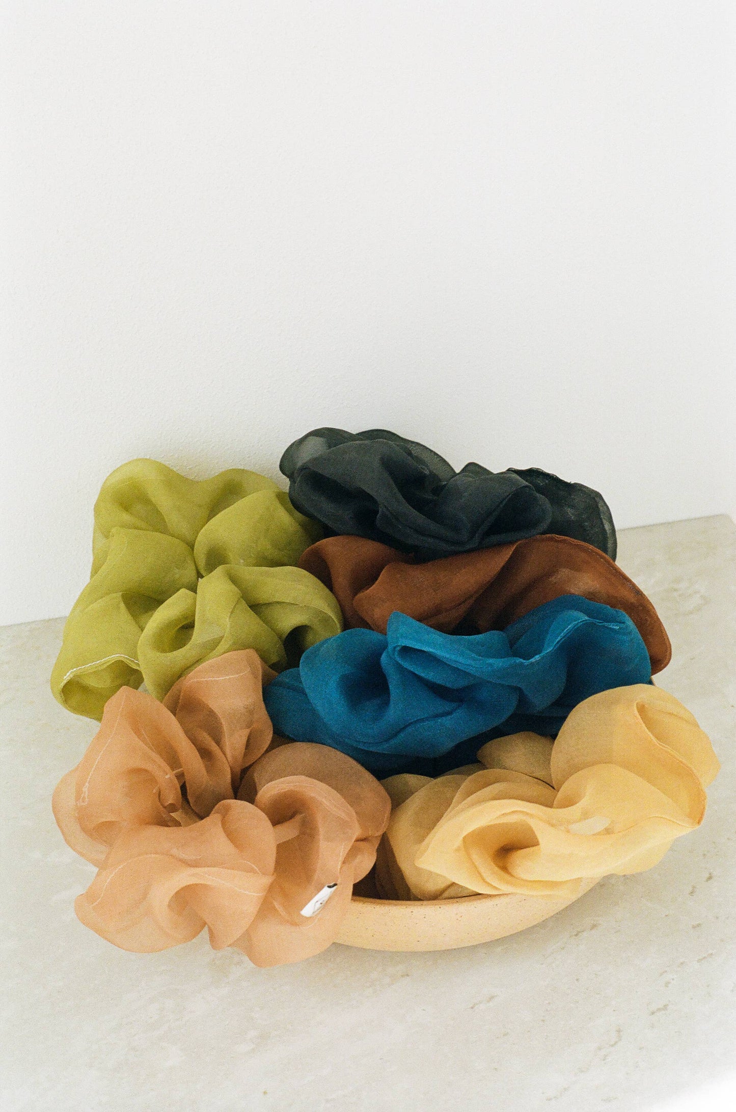 Sage Silk Organza Plant Dyed Scrunchie | Handmade with Marigold and Pomegranate Dyes