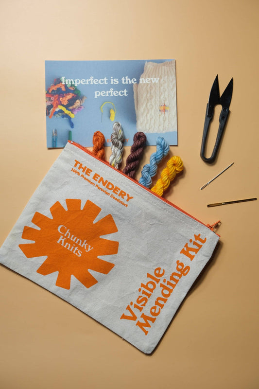 Pocket Chunky Knit Visible Mending Kit - Deadstock Merino Wool: Sunset