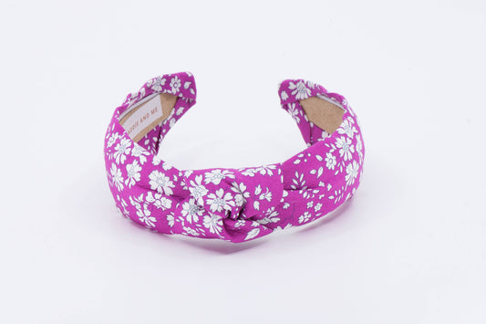 Bright Pink Berry Floral Knot Headband | Liberty Fabric 