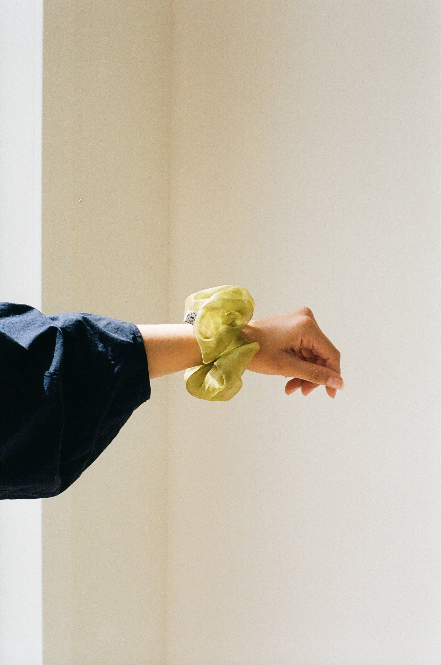 Sage Silk Organza Plant Dyed Scrunchie | Handmade with Marigold and Pomegranate Dyes