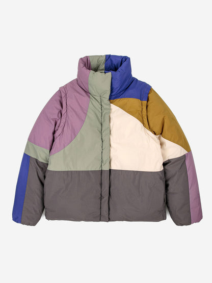 Bobo Choses Landscape convertible color block puffer coat + vest