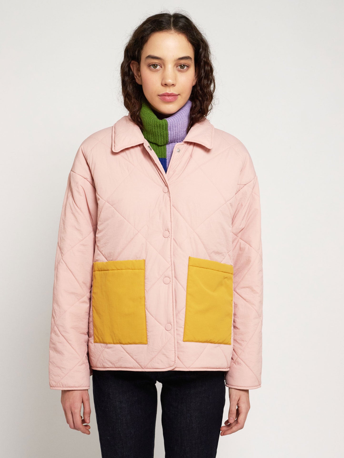 Bobo Choses Color block padded pink oversize jacket