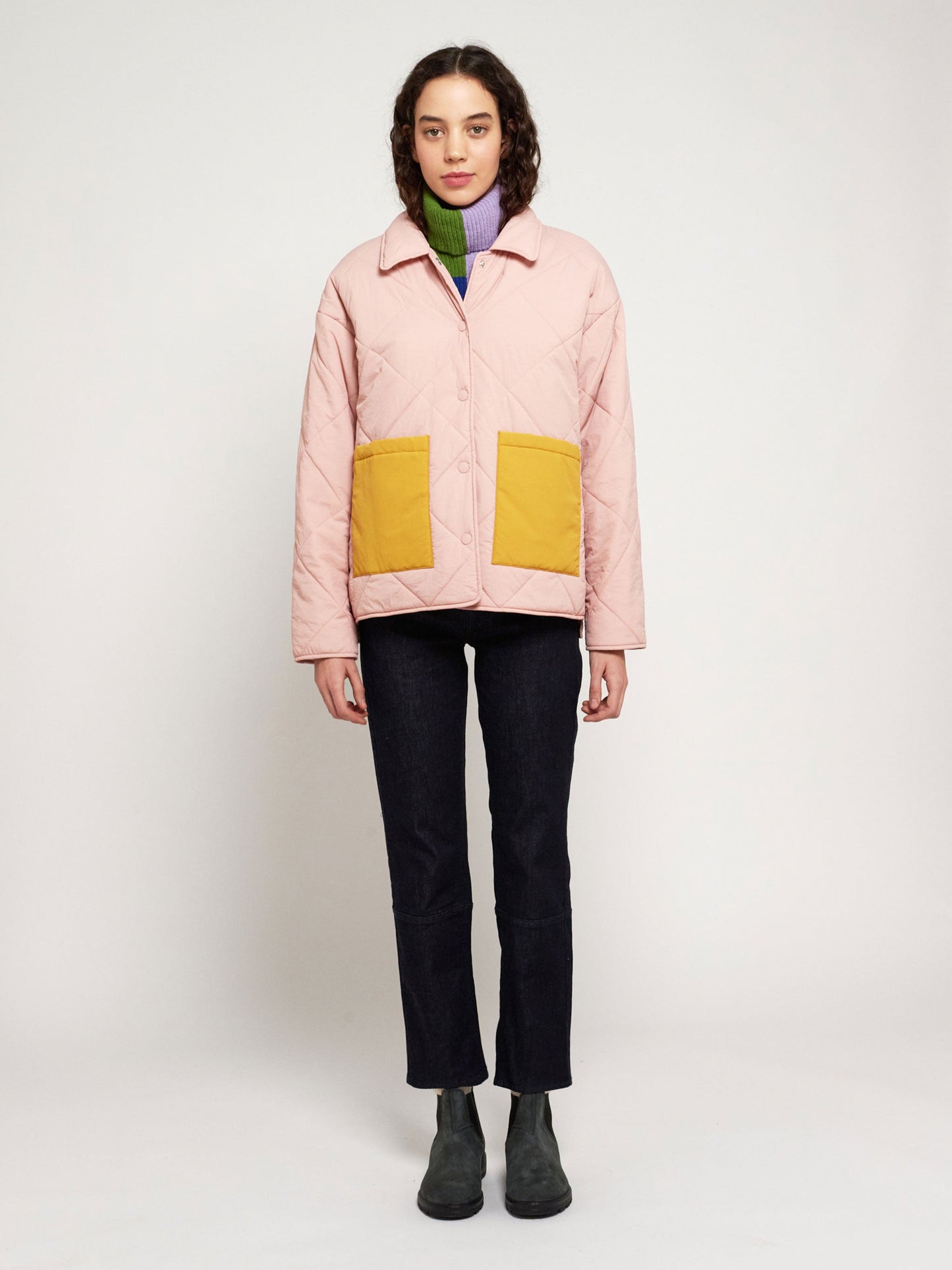 Bobo Choses Color block padded pink oversize jacket