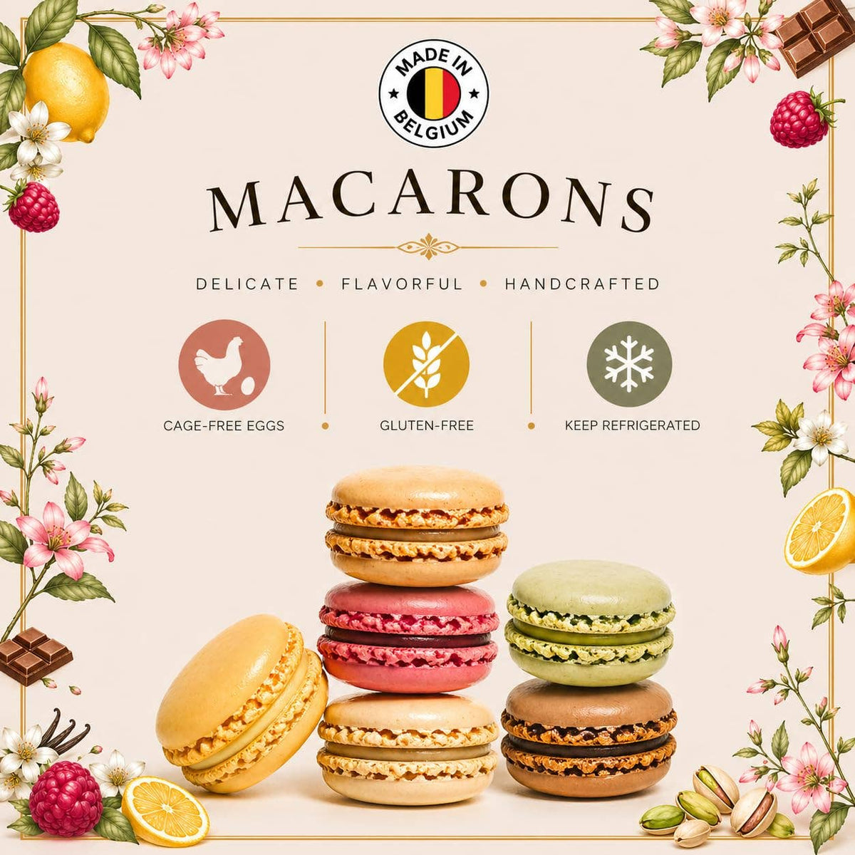 Imported from Belgium Macarons Variety Pack, Assorted Gourme