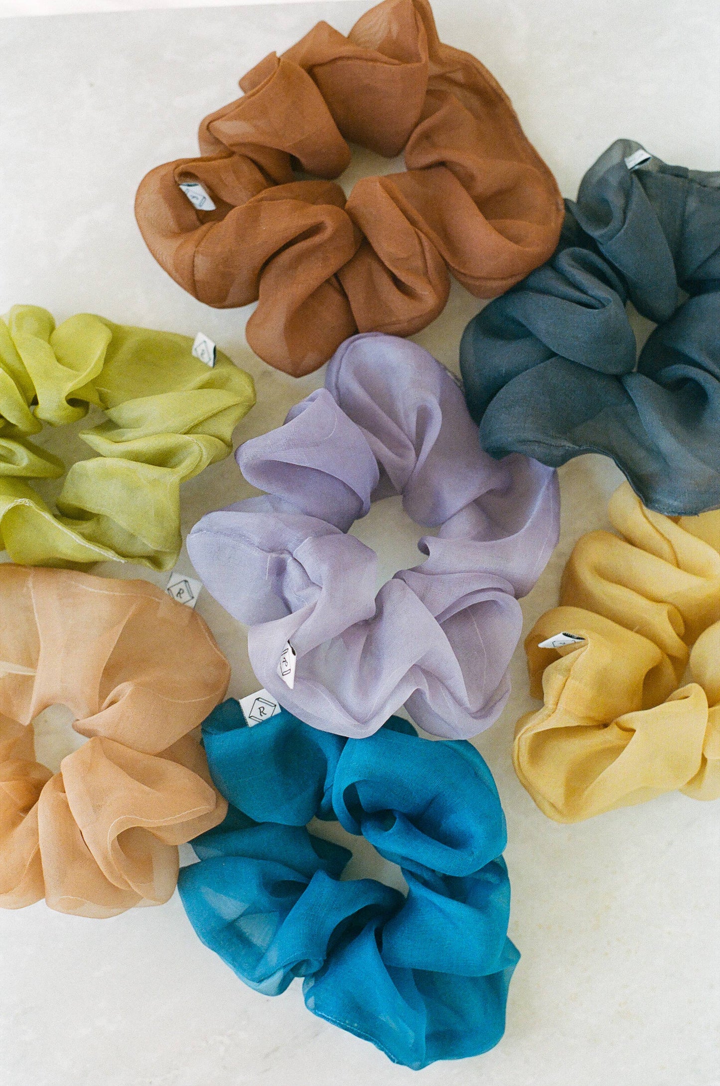 Sage Silk Organza Plant Dyed Scrunchie | Handmade with Marigold and Pomegranate Dyes