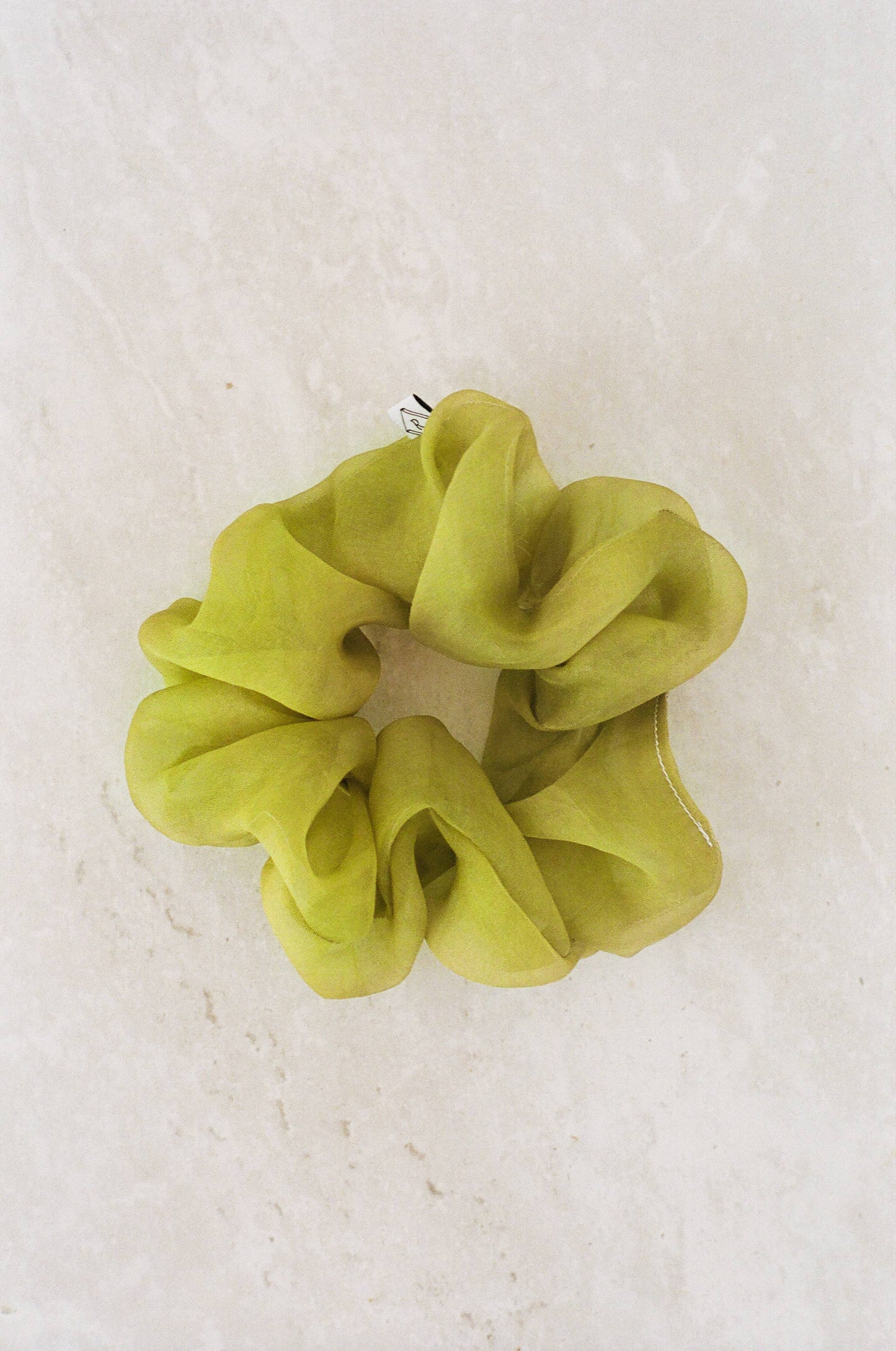 Sage Silk Organza Plant Dyed Scrunchie | Handmade with Marigold and Pomegranate Dyes