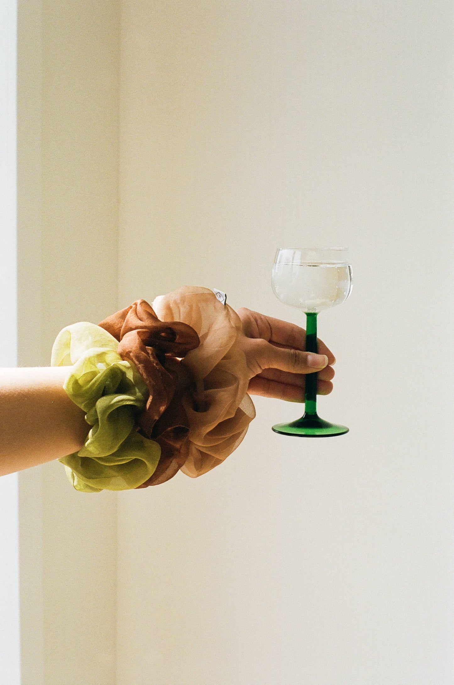 Sage Silk Organza Plant Dyed Scrunchie | Handmade with Marigold and Pomegranate Dyes