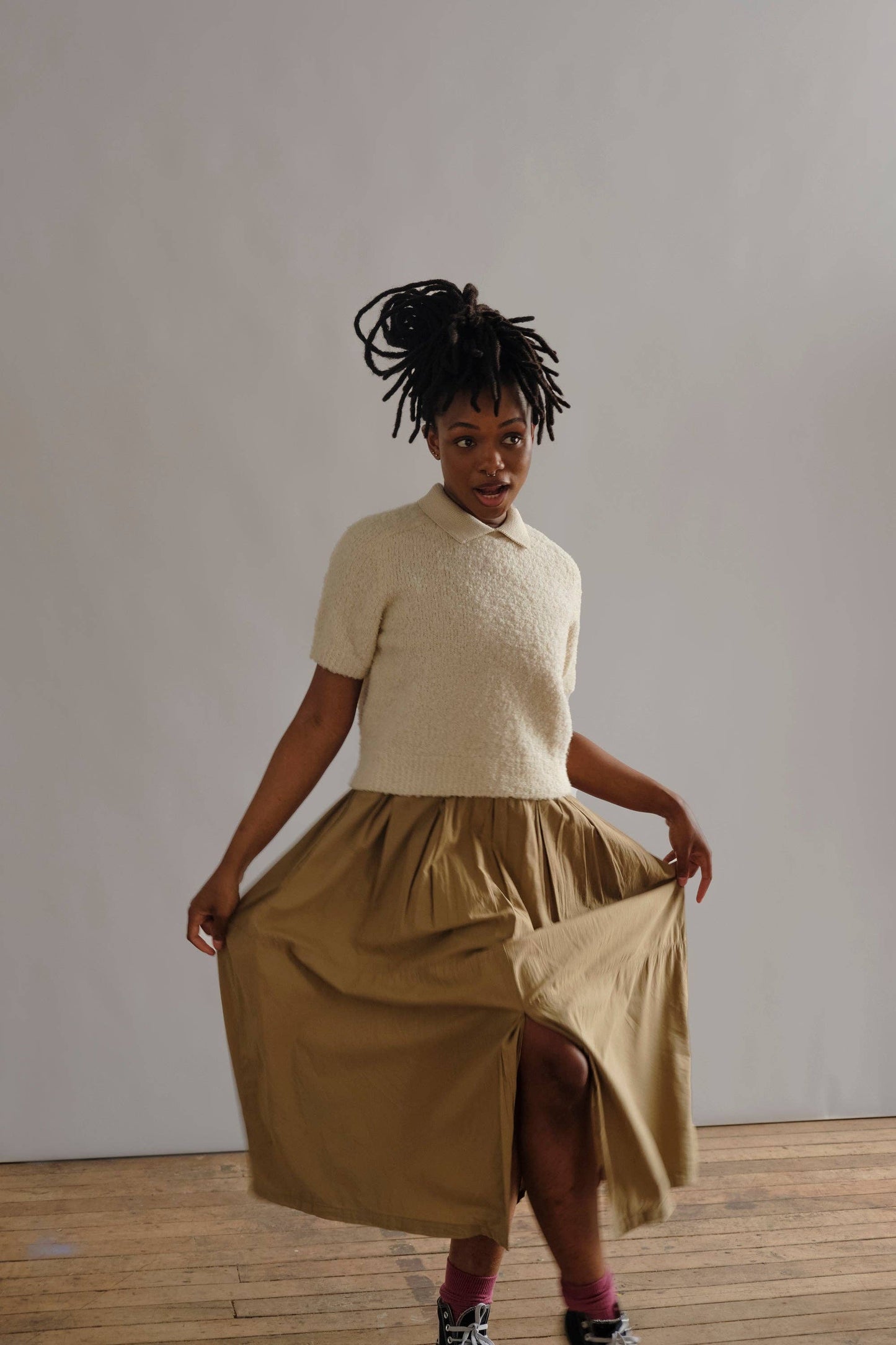 Ramona Bouclé Short Sleeve Polo - Calcite