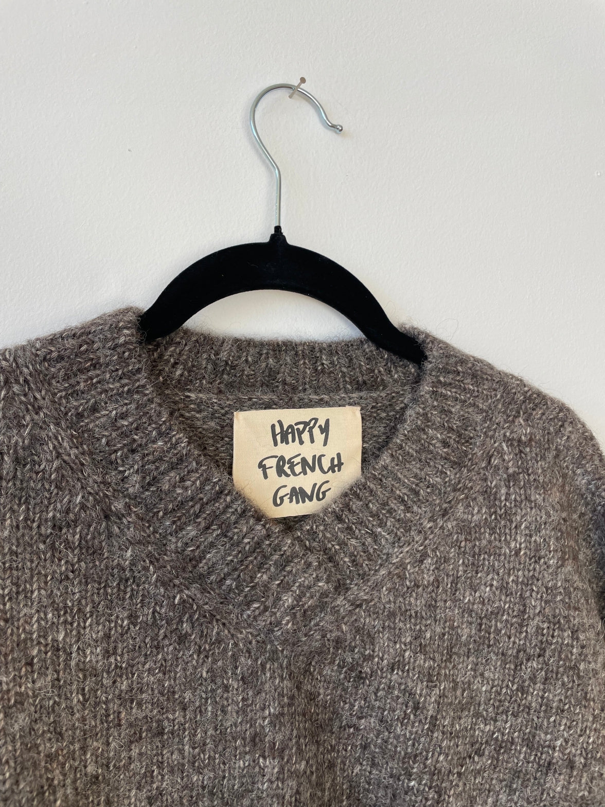 Hand-Loomed Félix Sweater in Grey + Charcoal, Undyed Alpaca