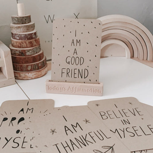 Affirmation Flashcard + Wooden Stand Set ($39 value)