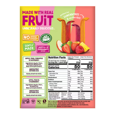Bear Real Fruit Splits, Variety Pack, Snack Packs, 0.7 oz.