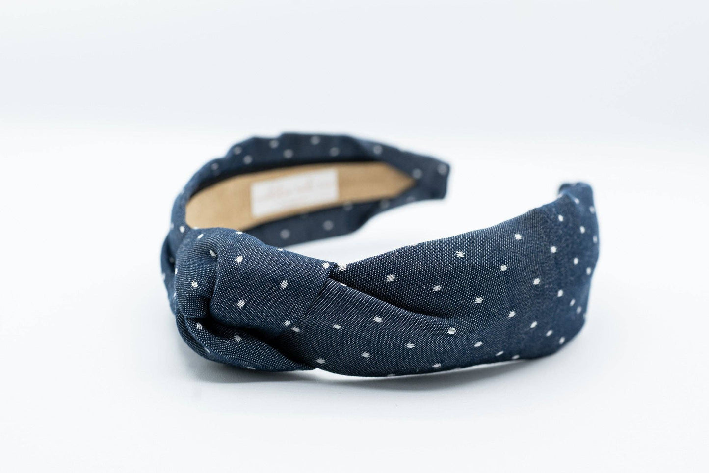 Western Polka Dot Chambray Knot Headband | Navy Blue Indigo