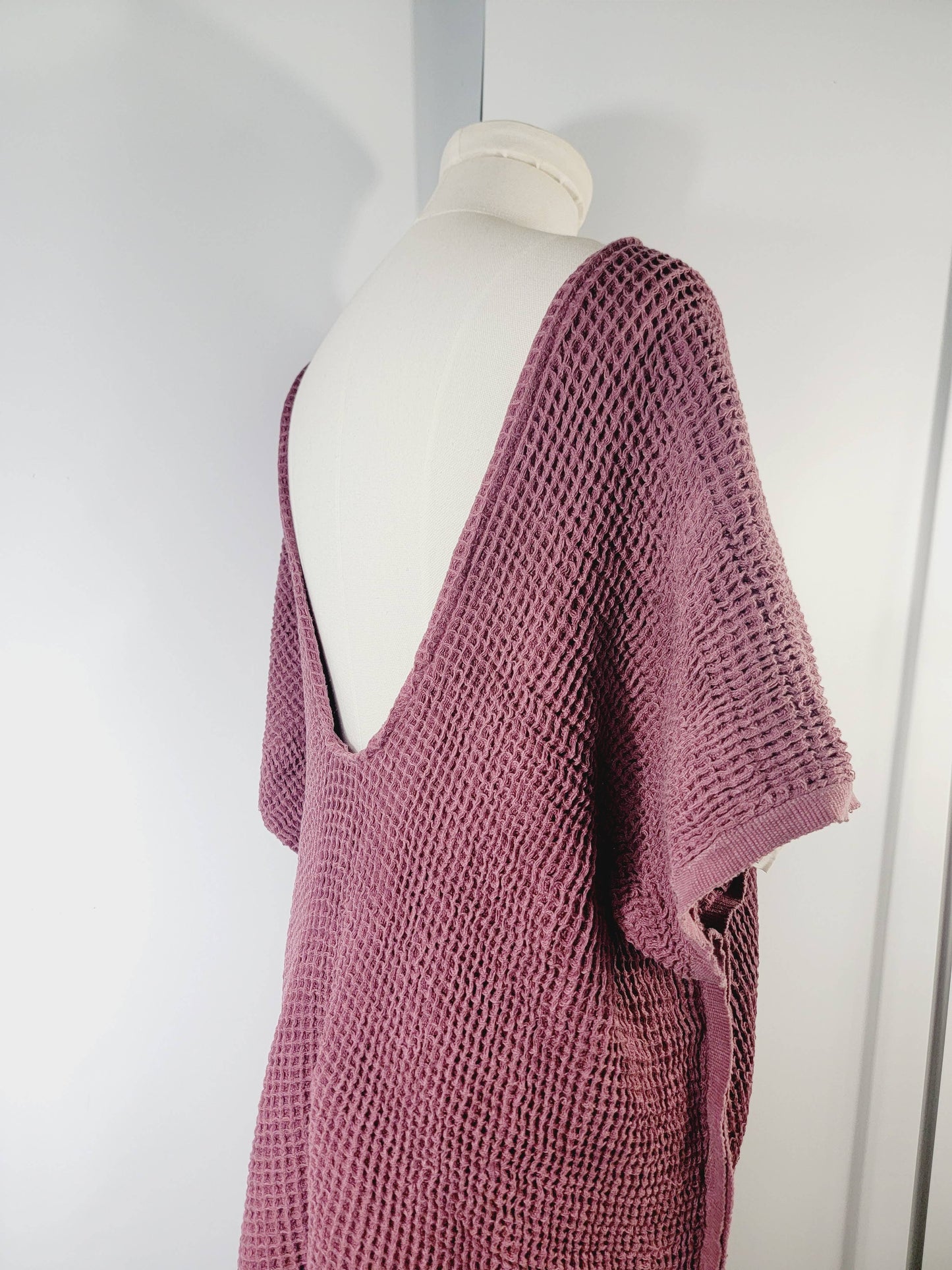 Hand made Honey comb wave Cotton Top or dress Cherry