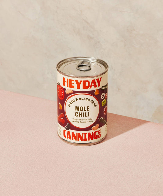 Pinto & Black Bean Mole Chili 15 oz can.