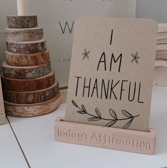 Affirmation Flashcard + Wooden Stand Set ($39 value)