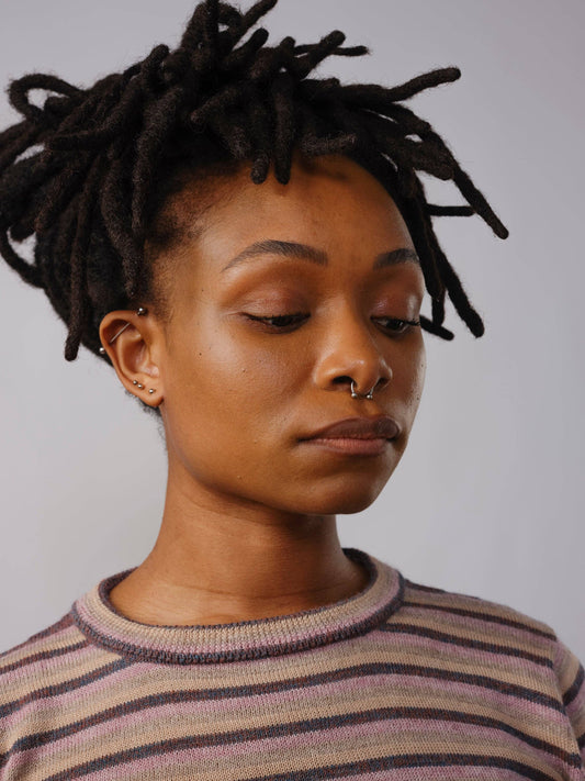 Long Sleeve Striped Sweater Tee - Pitahaya