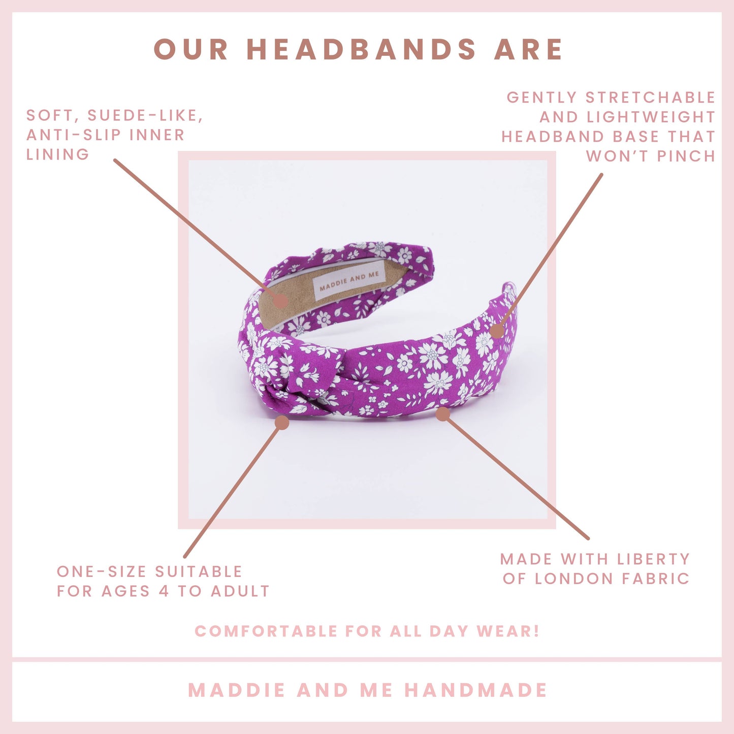 Bright Pink Berry Floral Knot Headband | Liberty Fabric 