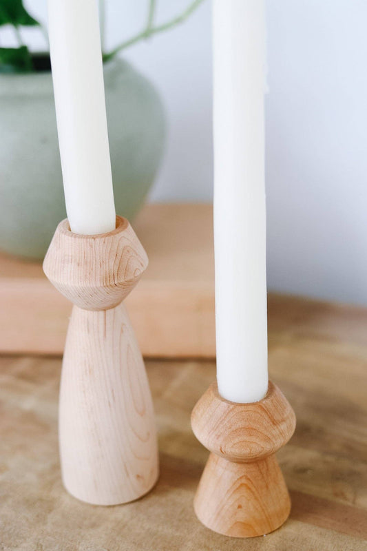 Modern Hand-turned Candle Sticks: Pair of Two