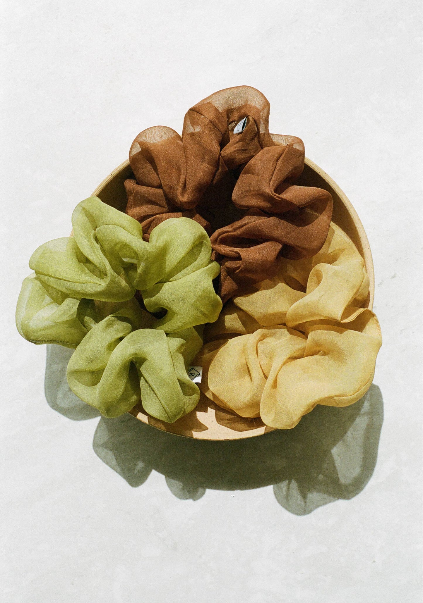 Sage Silk Organza Plant Dyed Scrunchie | Handmade with Marigold and Pomegranate Dyes