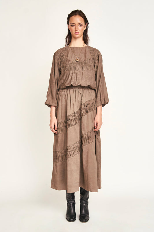 Mirth Andaman Ruched Blouse in Walnut