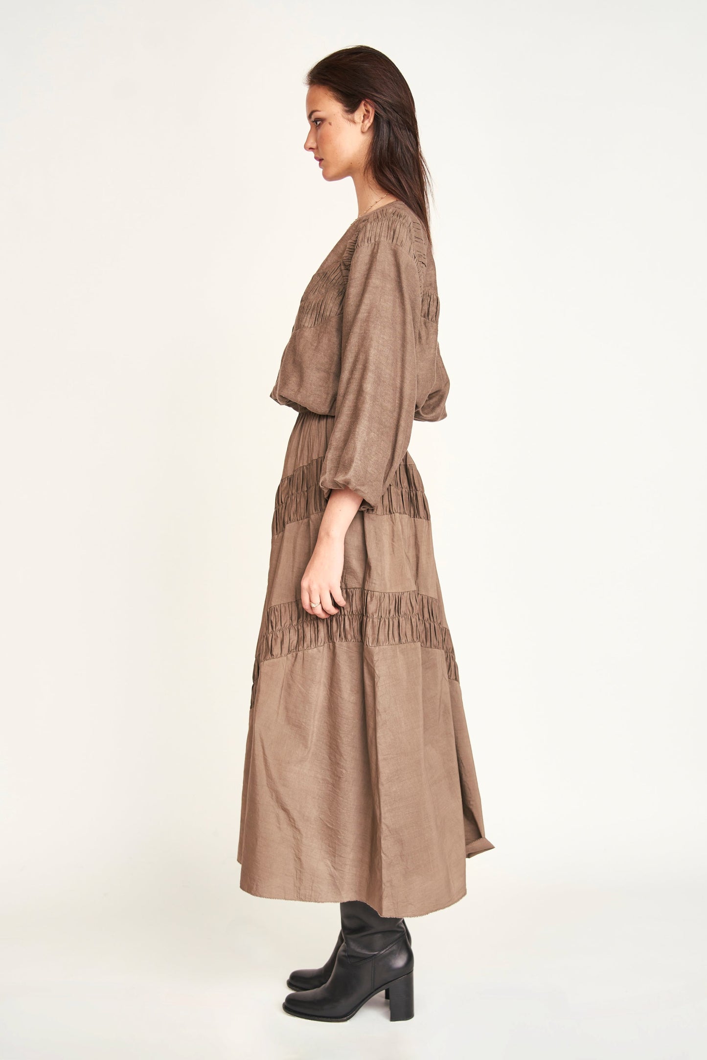 Mirth Andaman Ruched Blouse in Walnut