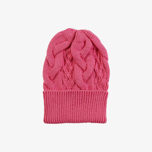 GiGi Knitwear Cable Hat in Hot Pink
