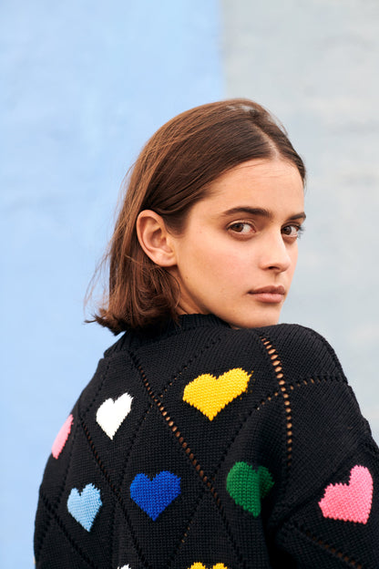 Gigi Knitwear Love heart sweater in multicolor