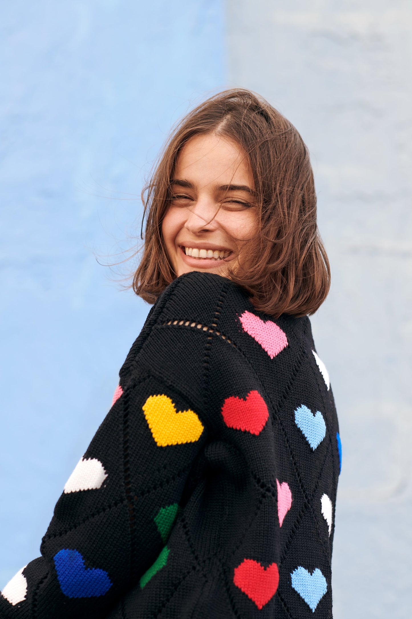 Gigi Knitwear Love heart sweater in multicolor