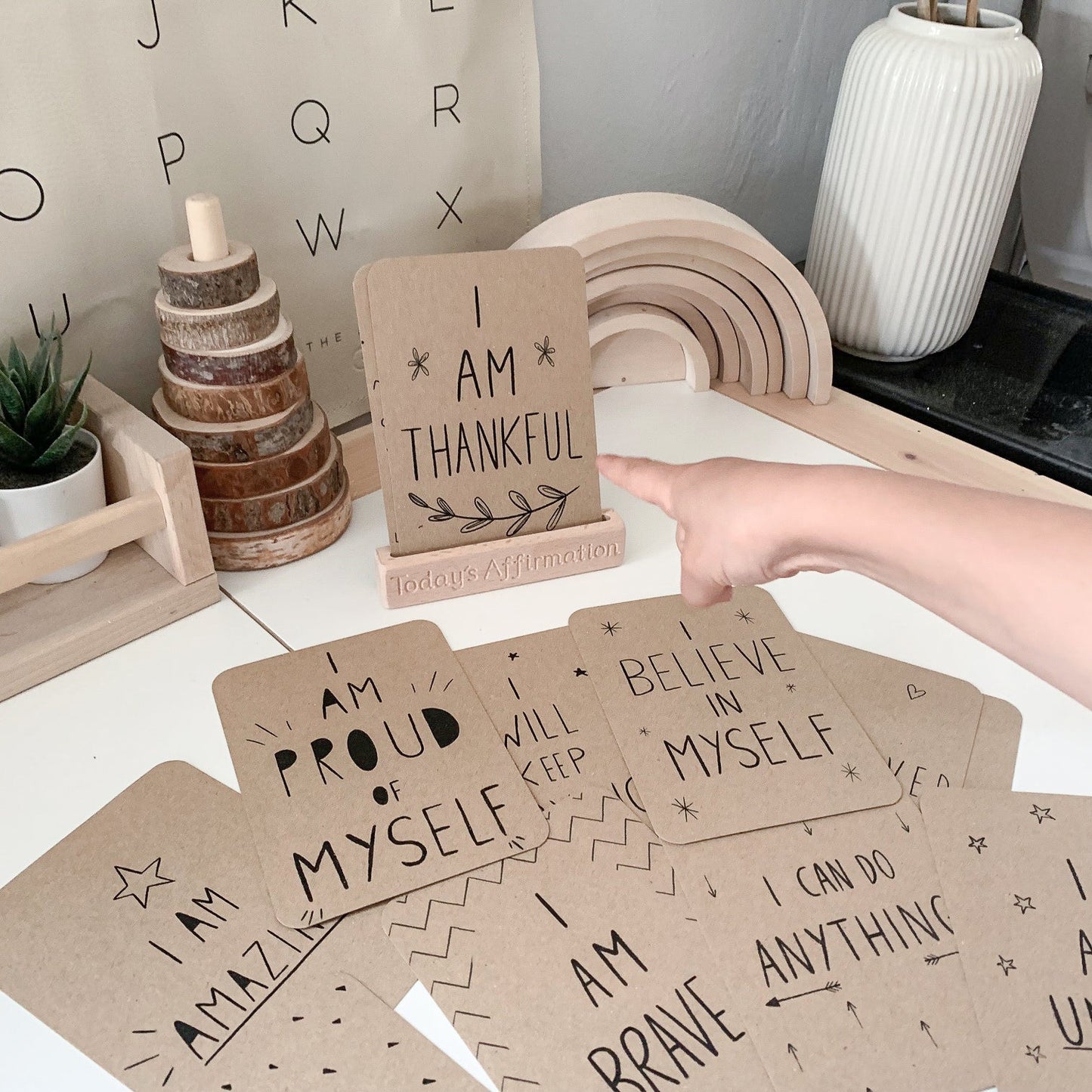 Affirmation Flashcard + Wooden Stand Set ($39 value)