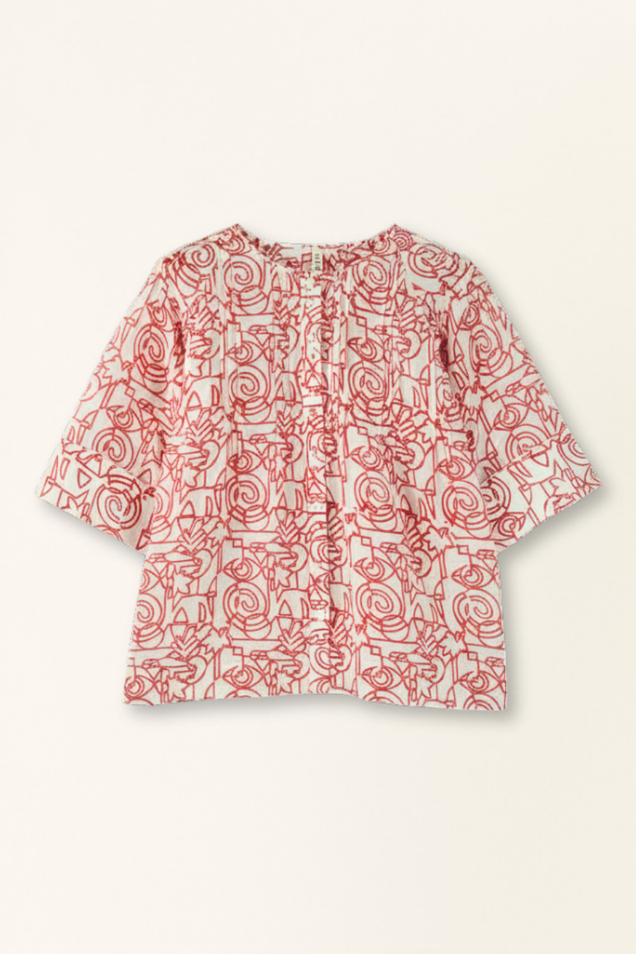 Kerala Short Sleeved Blouse in Cherry Heka