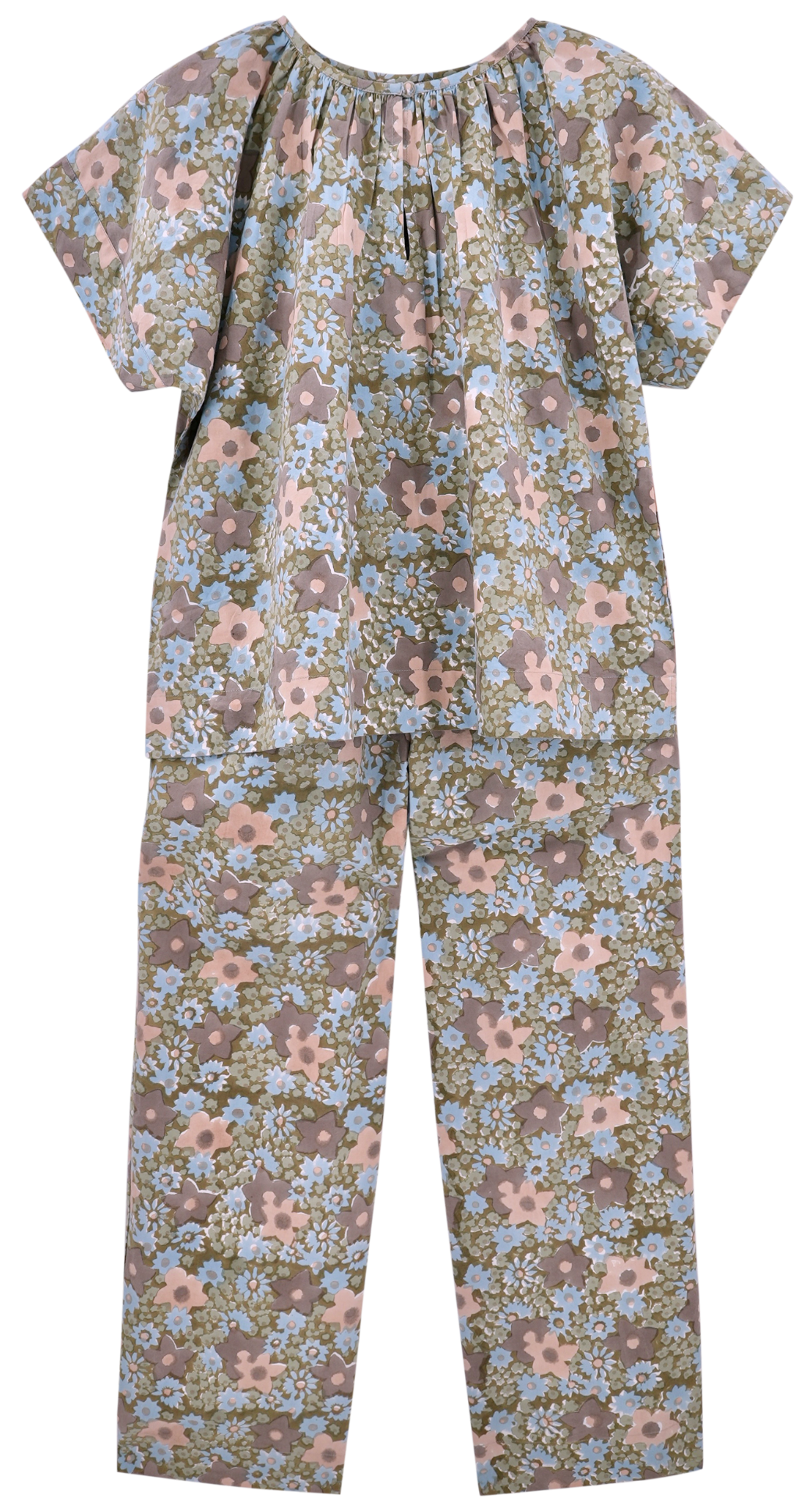 Mirth Organic Cotton Handblocked Pajama Pant Set in Stargazer