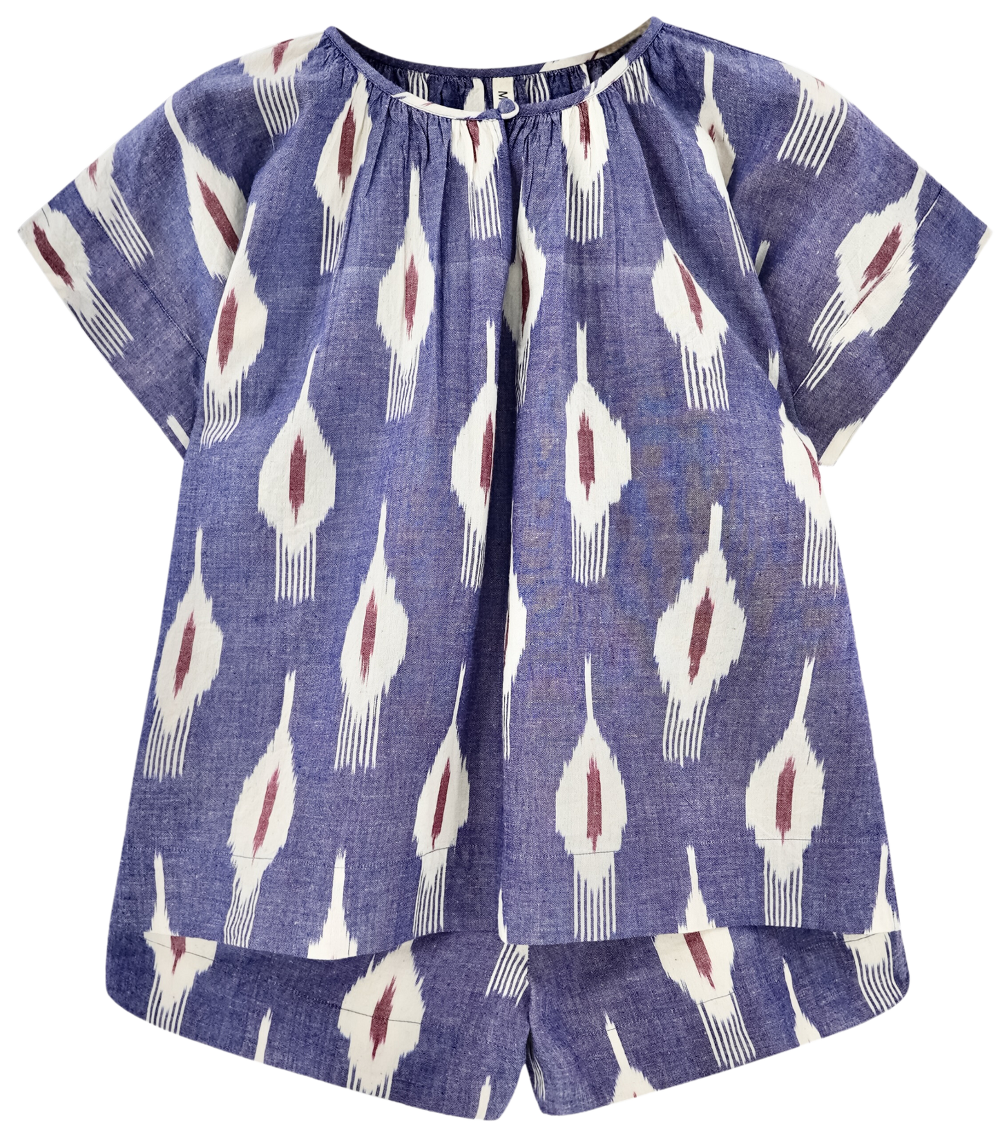 Mirth Organic Cotton Handblocked Pajama Short Set in Nautical Ikat