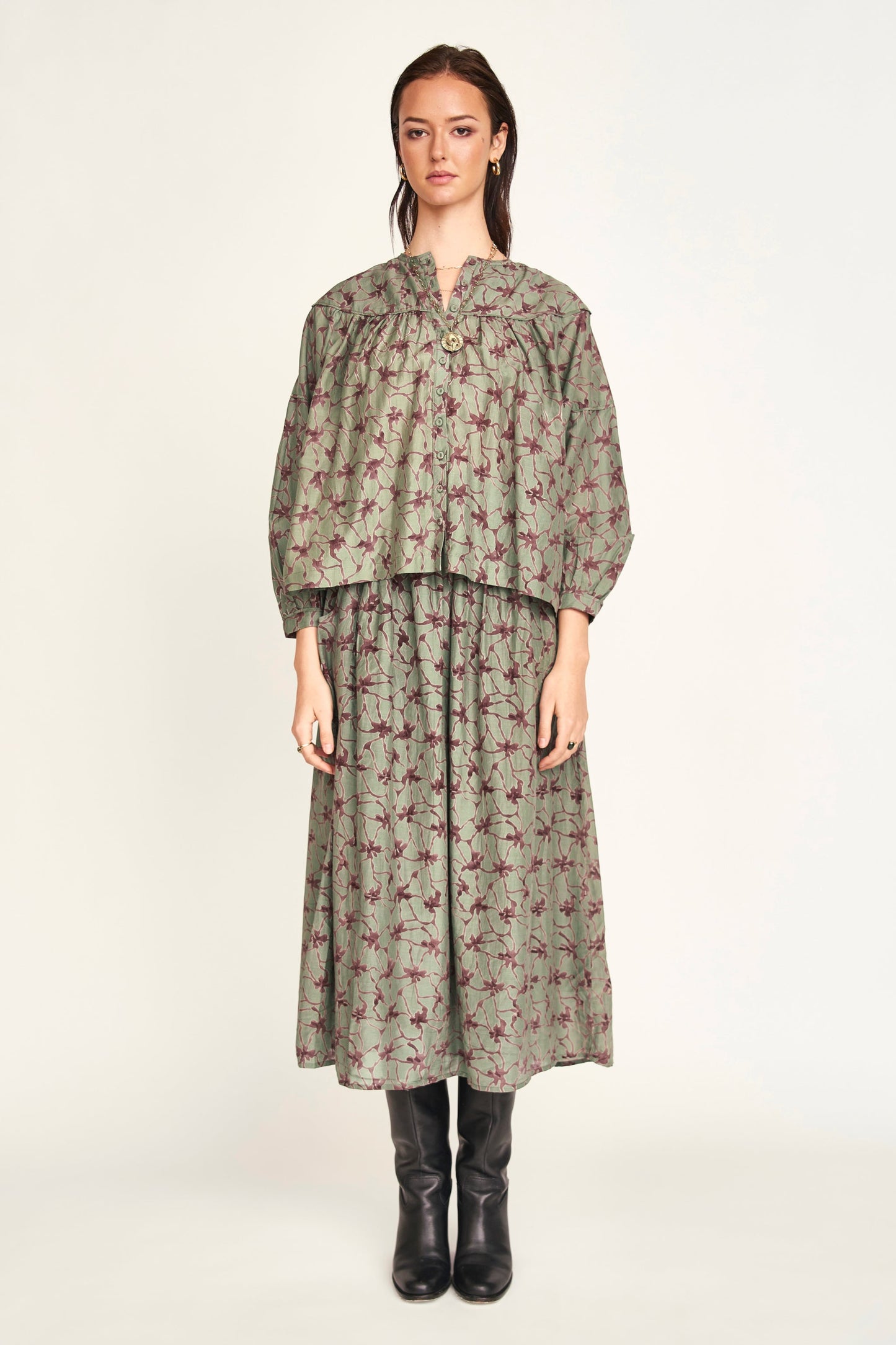 Mirth Oslo Blouse in Shadow Kudzu