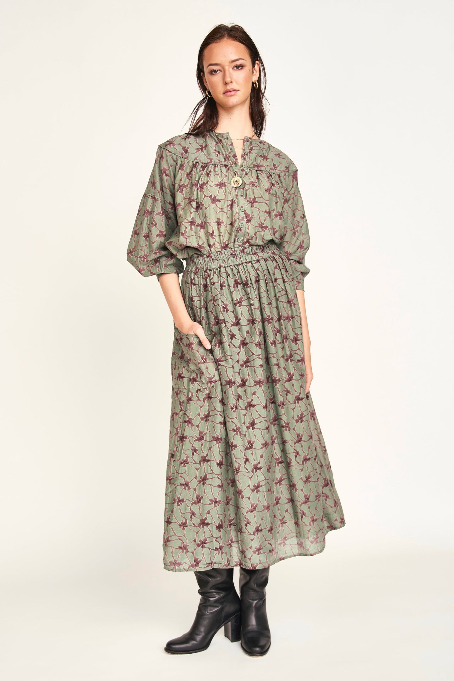 Mirth Oslo Blouse in Shadow Kudzu