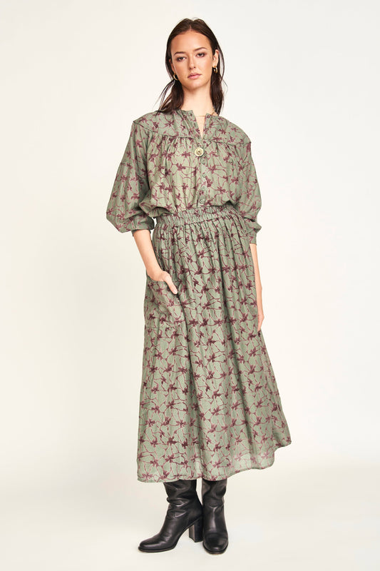 Mirth Verona Skirt in Shadow Kudzu