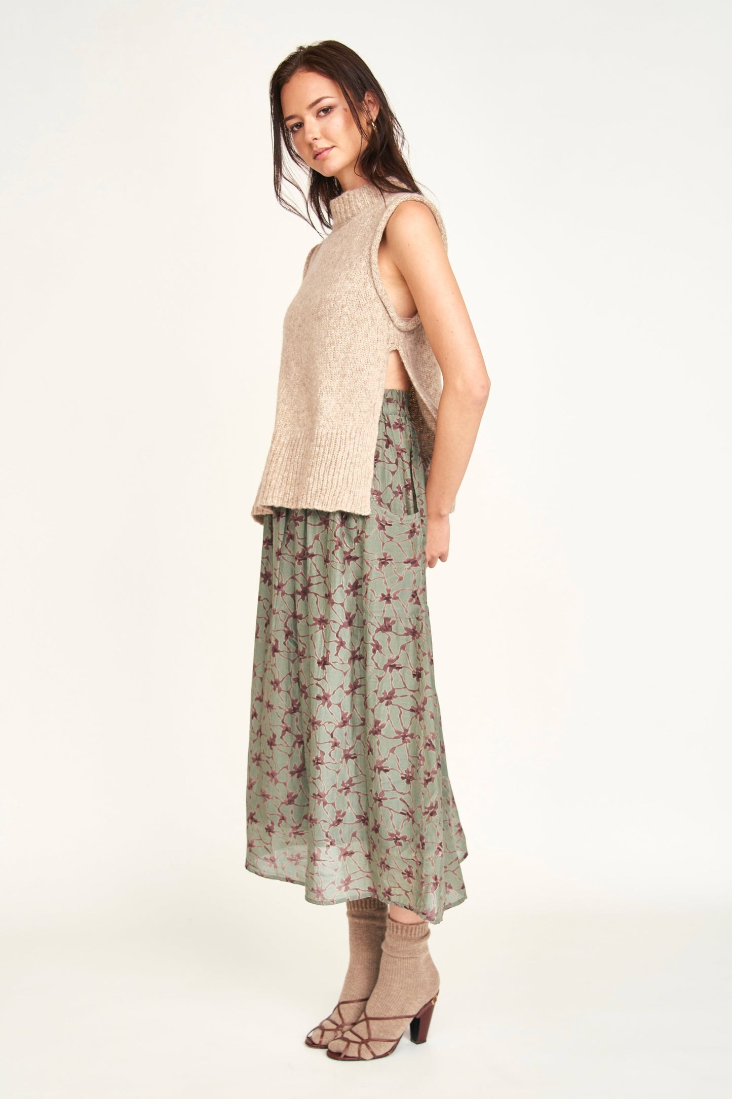 Mirth Verona Skirt in Shadow Kudzu
