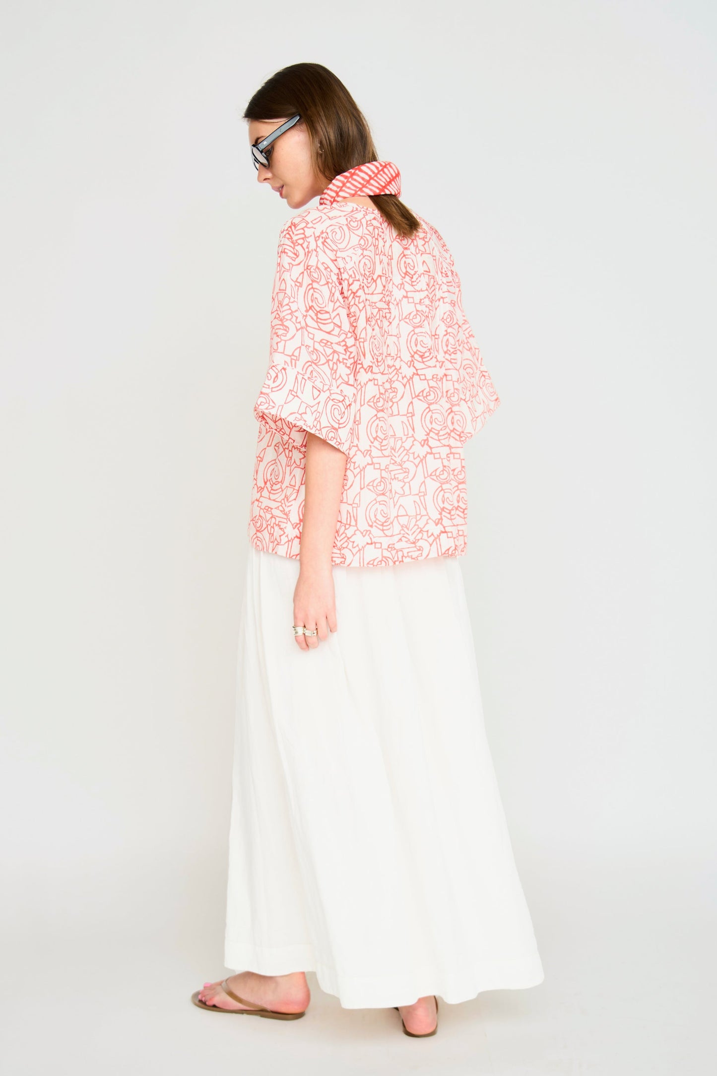 Kerala Short Sleeved Blouse in Cherry Heka