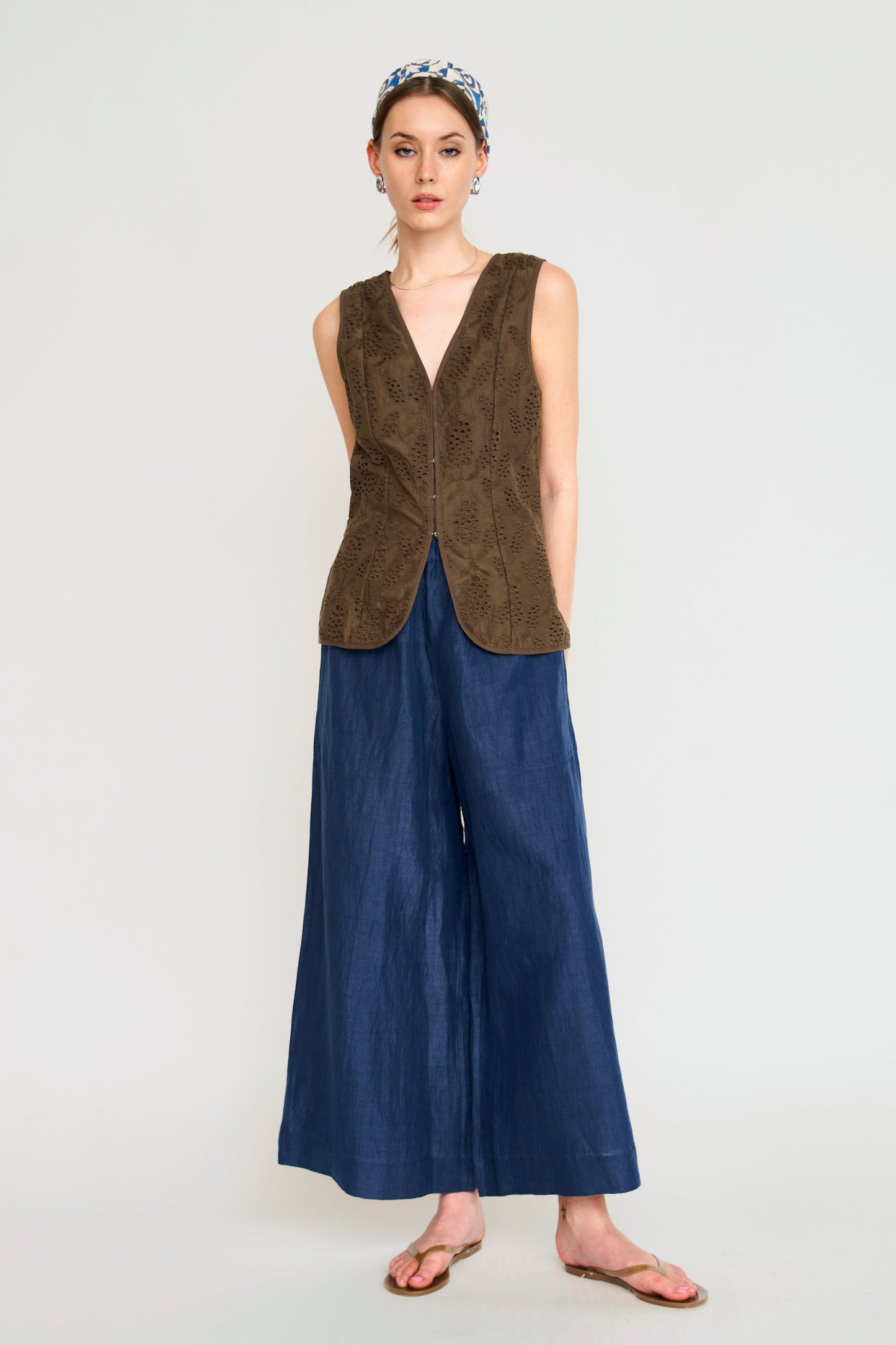 Mirth Cotton/Linen Pant in Blueberry