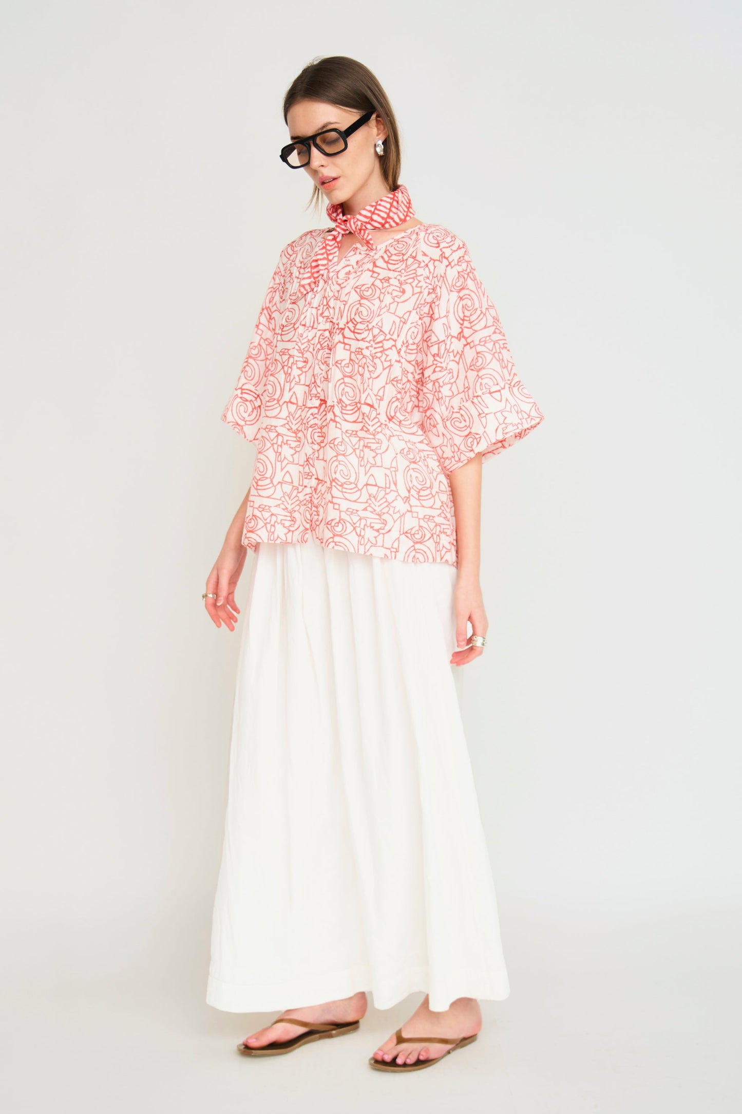 Kerala Short Sleeved Blouse in Cherry Heka