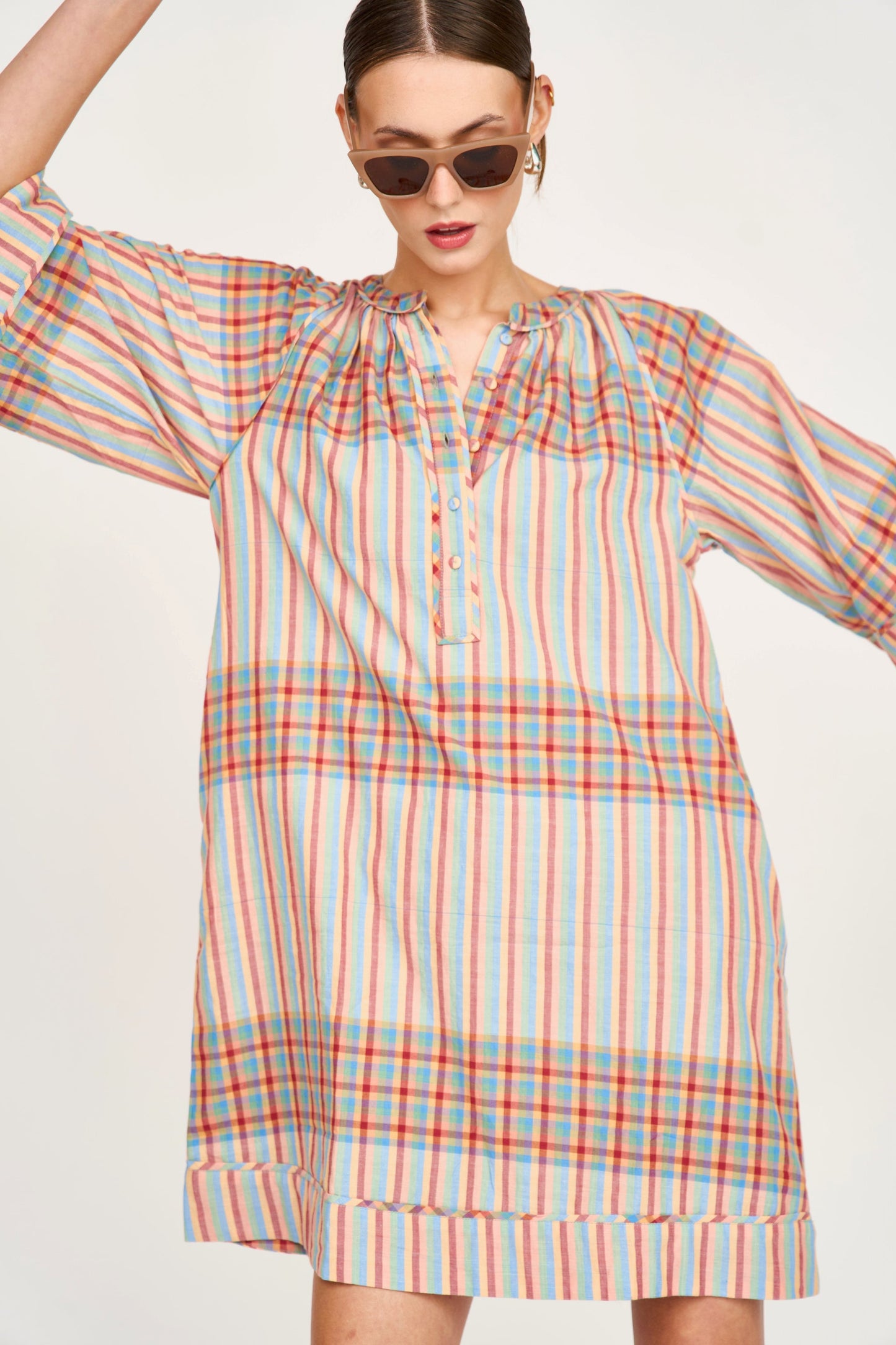 Faro Short Dress in Campfire Plaid