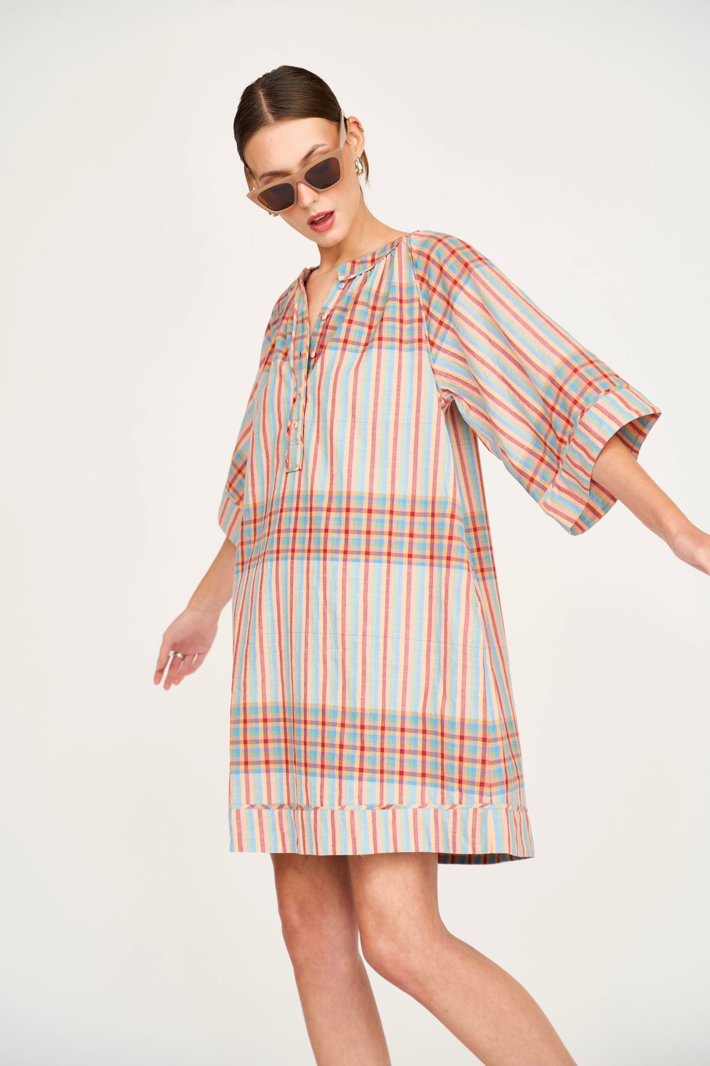 Faro Short Dress in Campfire Plaid