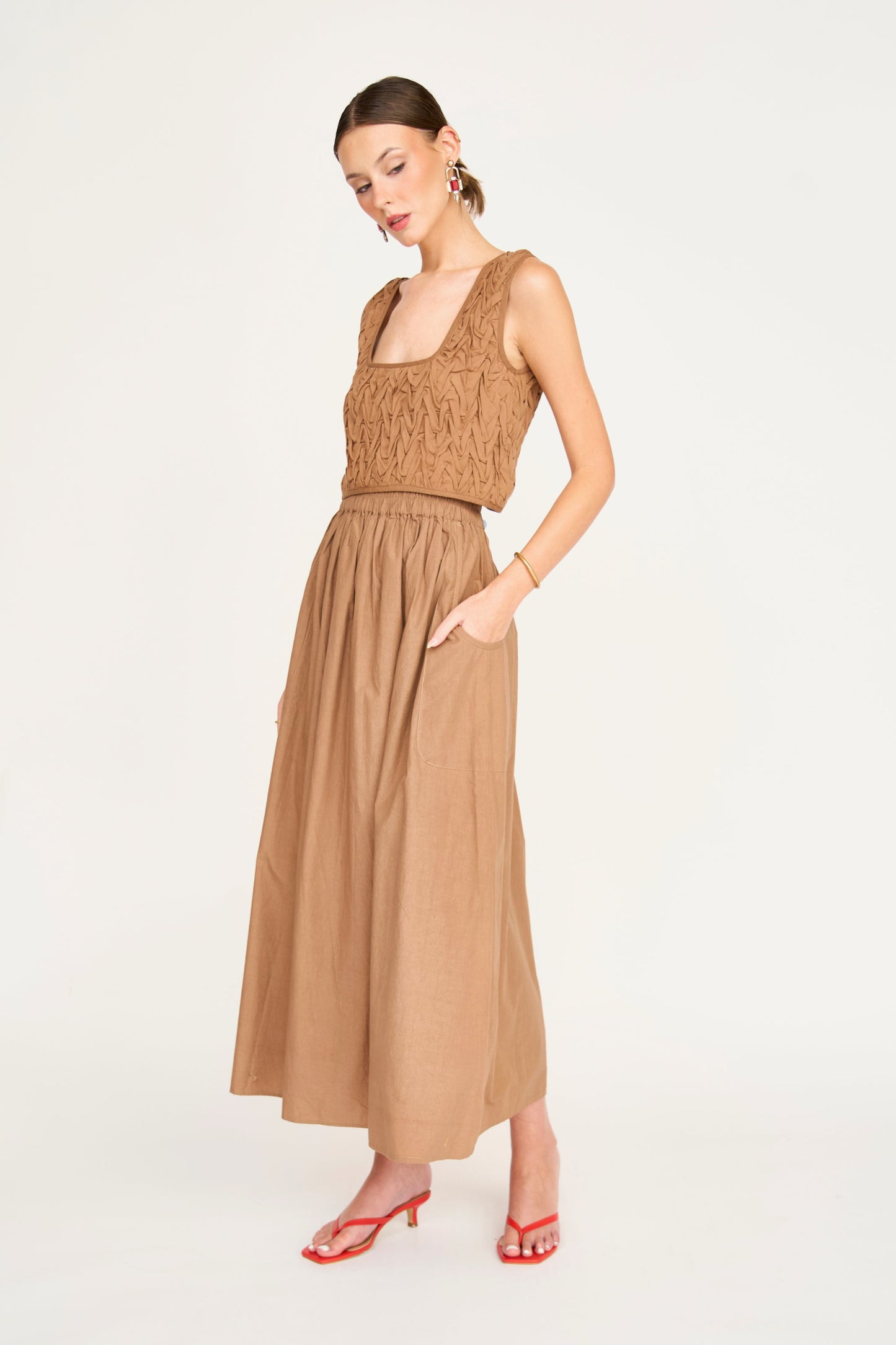 Moro Smocked Top in Brownie