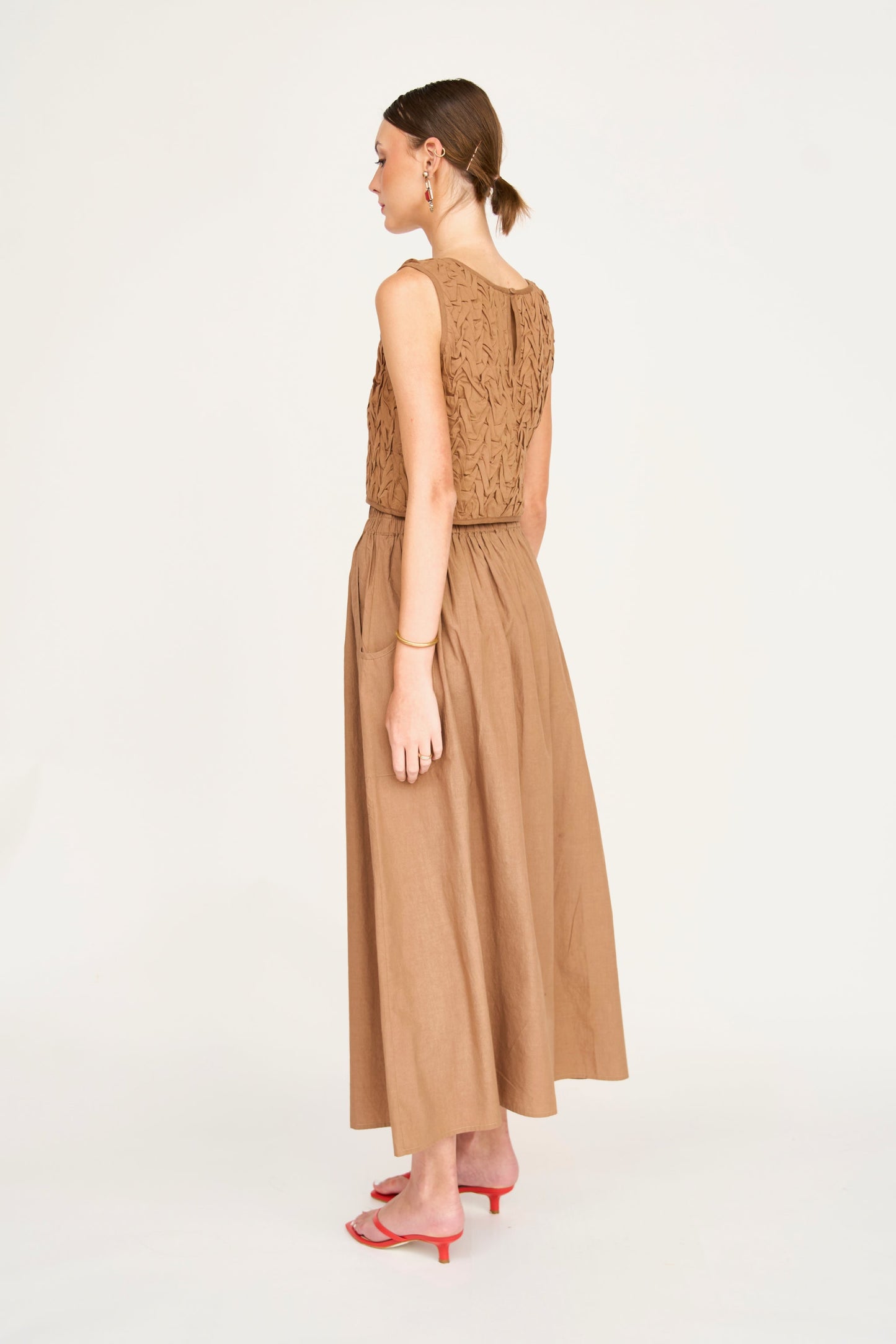 Moro Smocked Top in Brownie