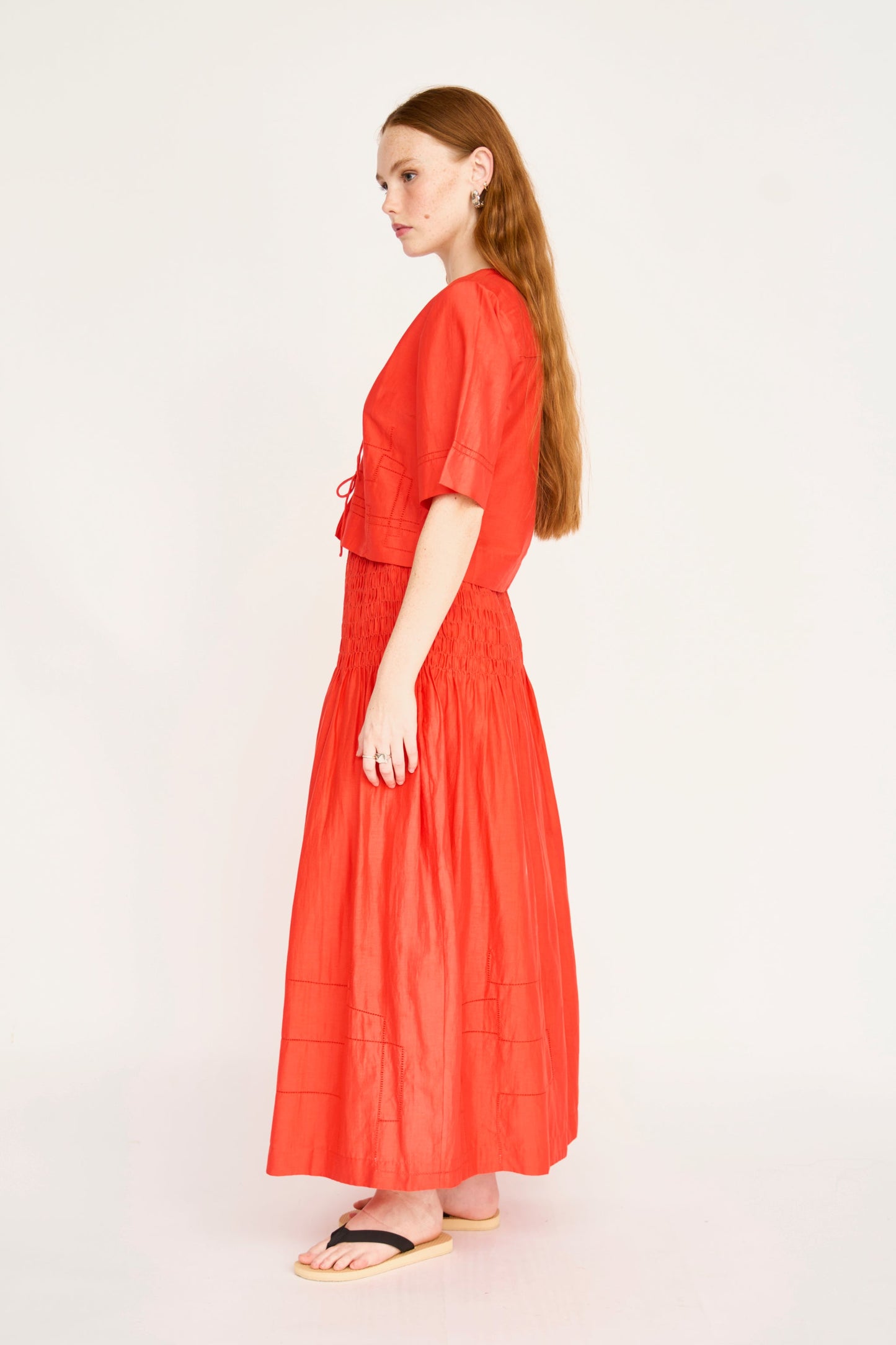 Savannah Smocked Skirt in Chili